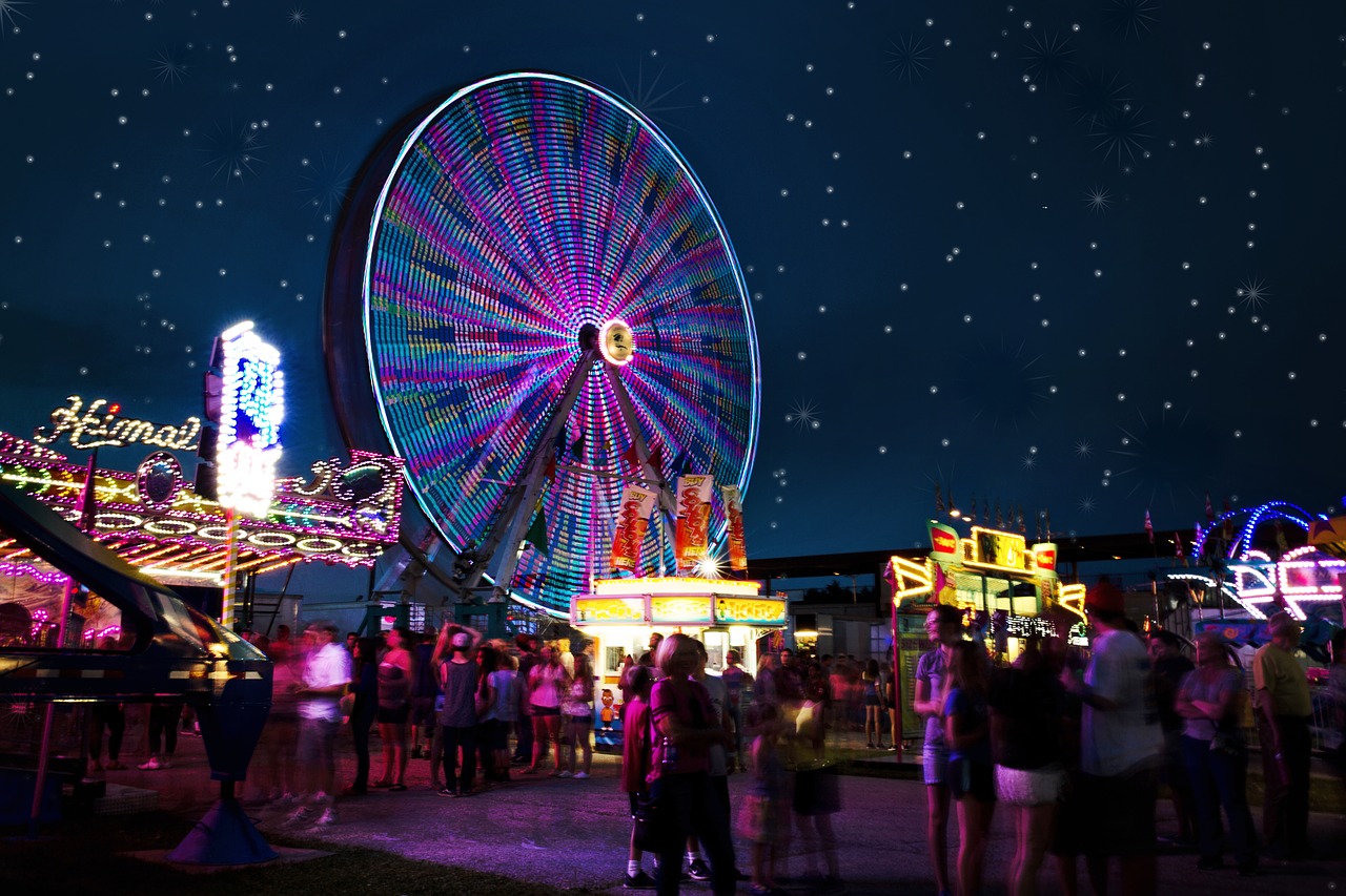 Ferris wheel and carnival rides at The Wharf in Gulf Shores
