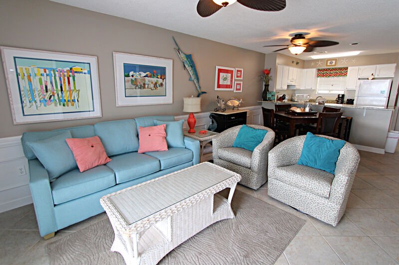 The living room of one of our Gulf Shores Cottages