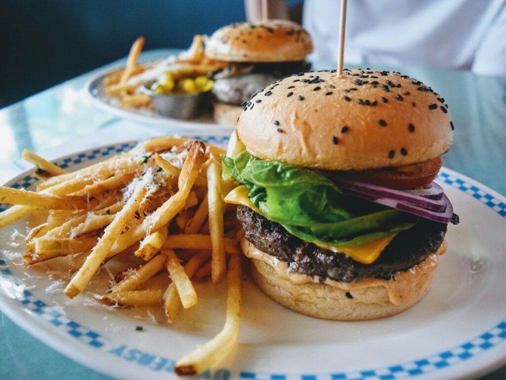 Cheeseburger and fries