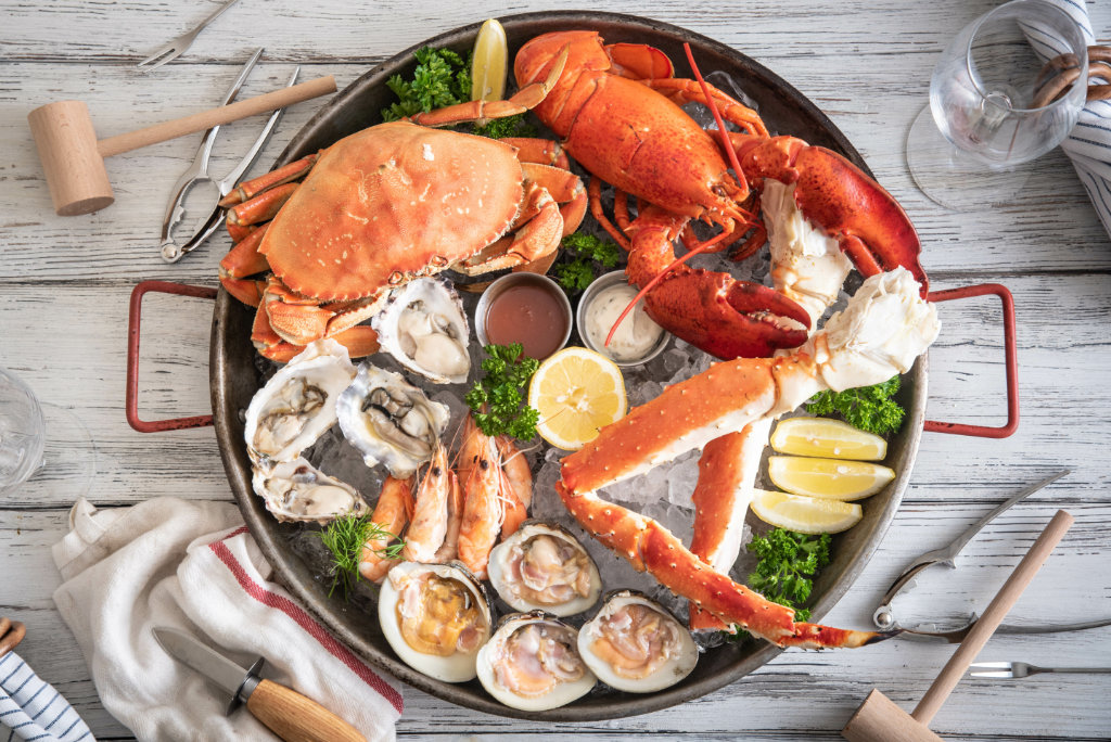 A crab and lobster platter